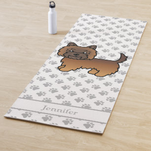 Tapis De Yoga Cairn Terrier Cartoon Chien Bringé Rouge Avec Nom