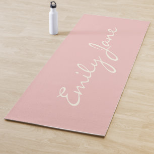 Tapis De Yoga Calligraphie moderne minimaliste rose poudré nom