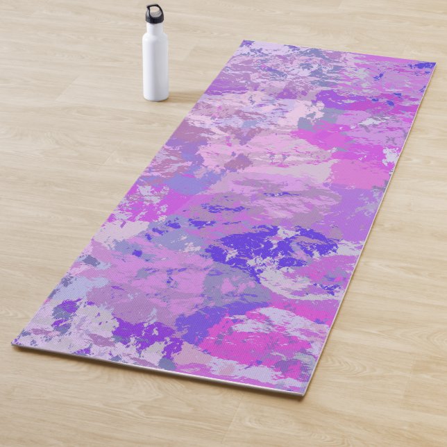 Tapis De Yoga Camo Abstrait tendance rose violet bleu (En situation)