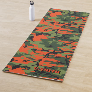 Tapis De Yoga Camo vert et orange de la forêt