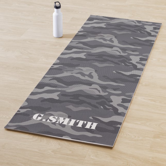 Tapis De Yoga Camouflage de texture grise. Camo ton (En situation)