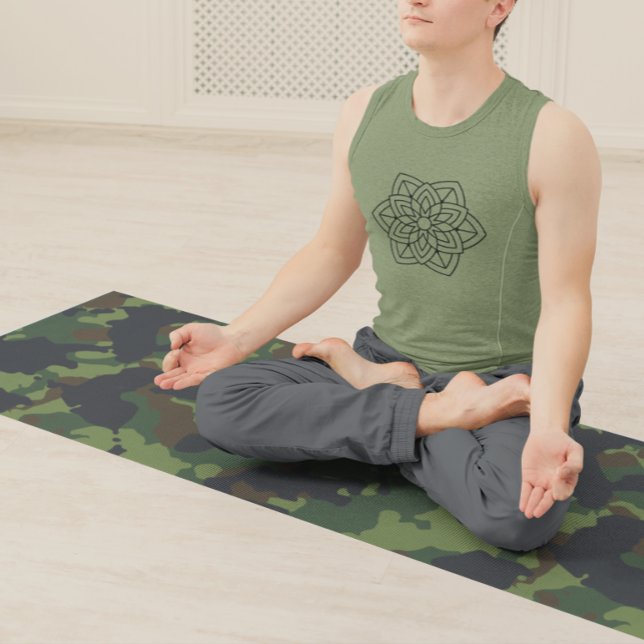 Tapis De Yoga Camouflage militaire vert brun (Créateur téléchargé)