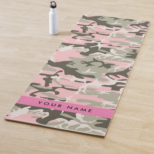 Tapis De Yoga Camouflage rose et vert Votre nom Personnalisez (En situation)
