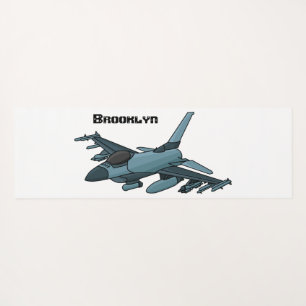 Tapis De Yoga Caricature d'avion de chasse militaire