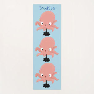 Tapis De Yoga Caricature de bébé pieuvre rose mignonne humour