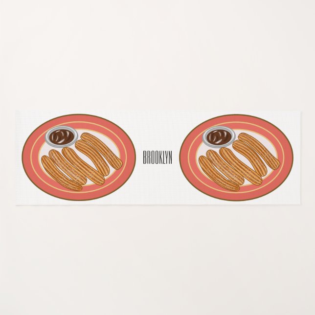 Tapis De Yoga Caricature de Churro (Devant (Horizontal))