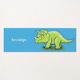 Tapis De Yoga Caricature de dinosaure de triceratops vert mignon