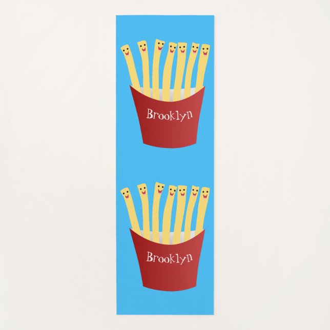 Tapis De Yoga Caricature de frites Cute kawaii fast food (Devant)