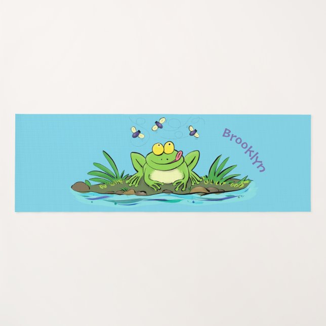 Tapis De Yoga Caricature de grenouille vert mignon (Devant (Horizontal))