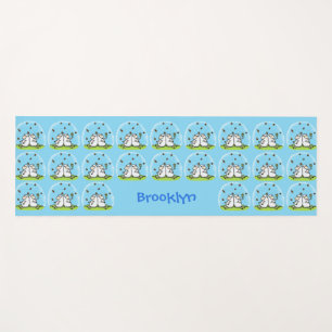 Tapis De Yoga Caricature de moutons mignons amis et papillons
