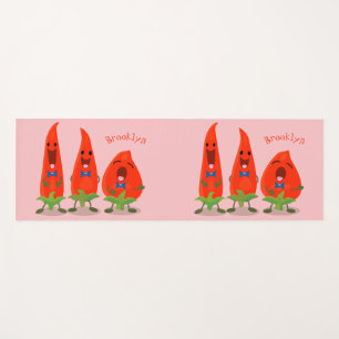 Tapis De Yoga Caricature de piments chantants mignons