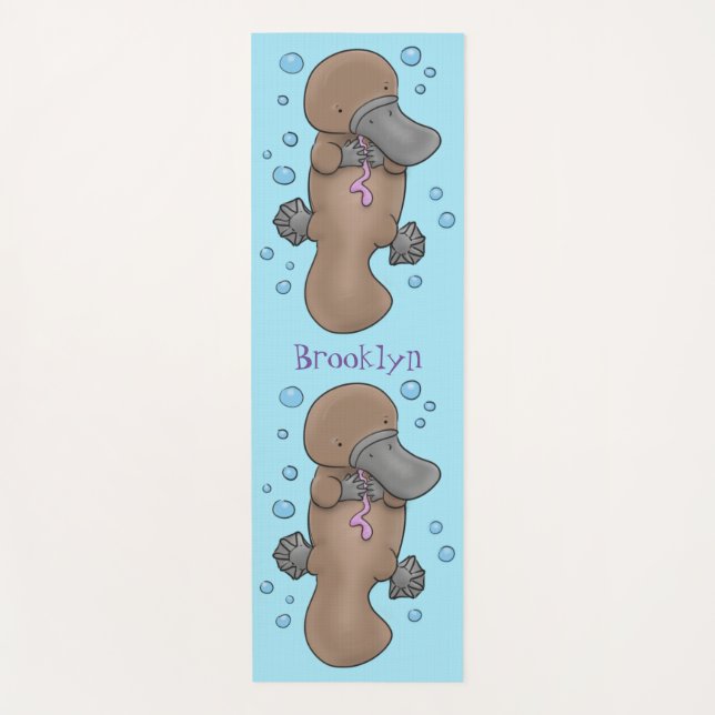 Tapis De Yoga Caricature de platypus bébé très heureuse (Devant)