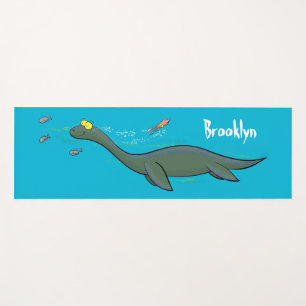 Tapis De Yoga Caricature de plesiosaure, monstre marin mignon et