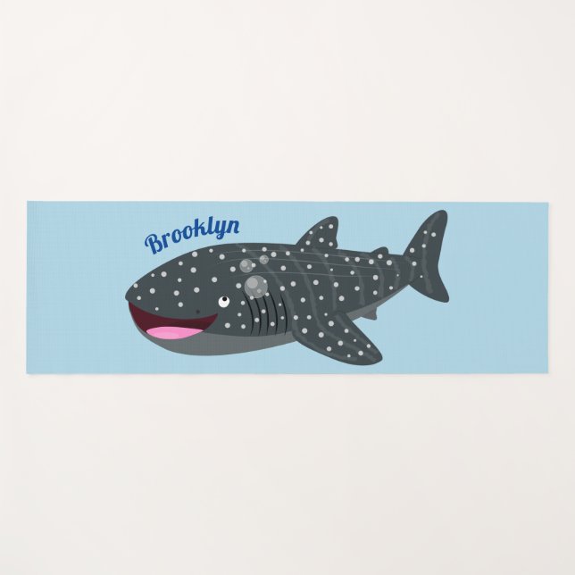 Tapis De Yoga Caricature joli requin baleine joyeux (Devant (Horizontal))