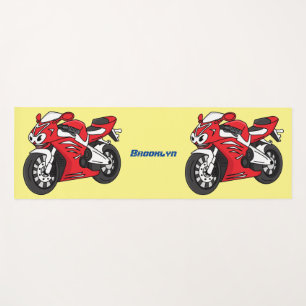 Tapis De Yoga Caricature moto de sport rouge mou