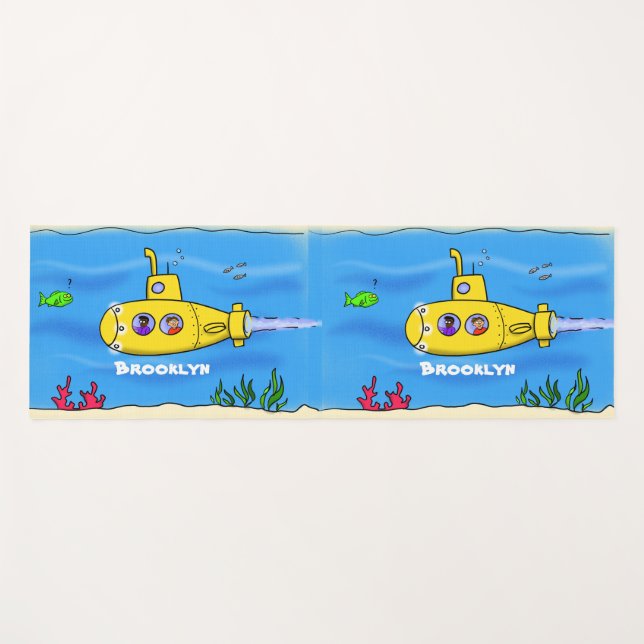 Tapis De Yoga Caricature sous-marine joyeuse (Devant (Horizontal))