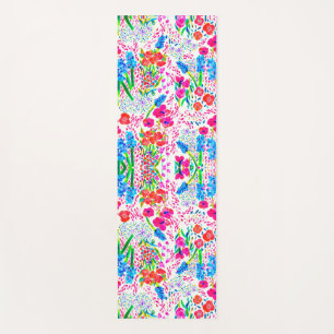 Tapis De Yoga Carnet de chèques à motif de fleurs aquarelles col