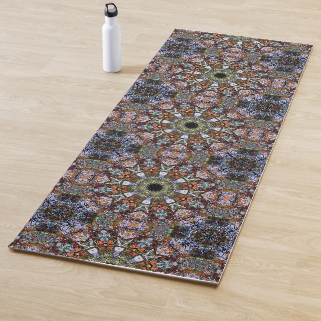 Tapis De Yoga Carreaux de Mandala Abstraits Bohème Hippie (En situation)
