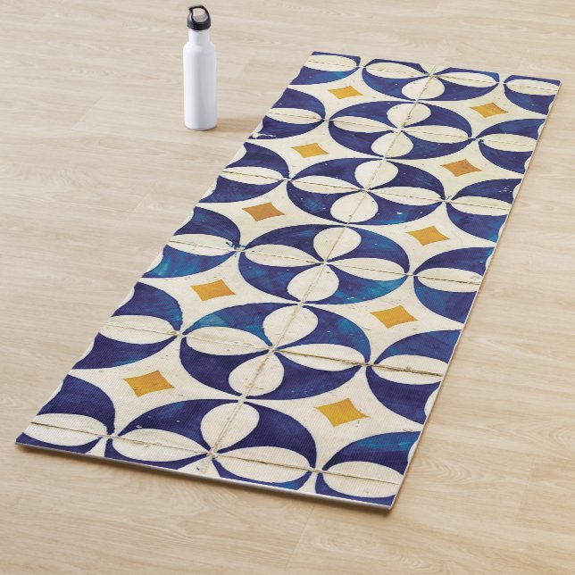 Tapis De Yoga Carreaux portugais - Azulejo Motif Design (En situation)