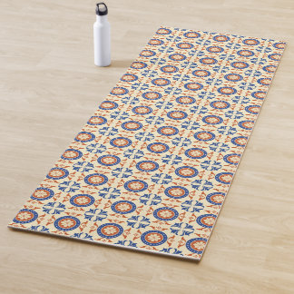 Tapis De Yoga Carreaux rétro vintage boho colorés