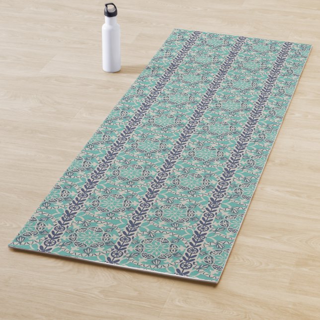 Tapis De Yoga Carrelage Batik Bleu I (En situation)