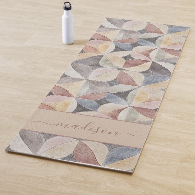 Tapis De Yoga Carrelage moderne Monogramme Abstrait neutre (En situation)