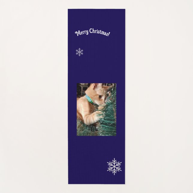 Tapis De Yoga Cat Christmas Photo text customize (Devant)