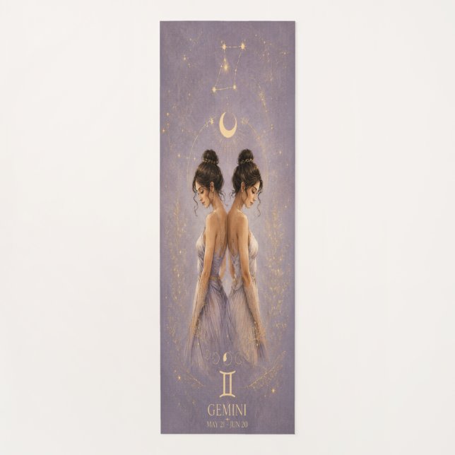 Tapis de Yoga Céleste du Zodiaque Gémeaux (Devant)