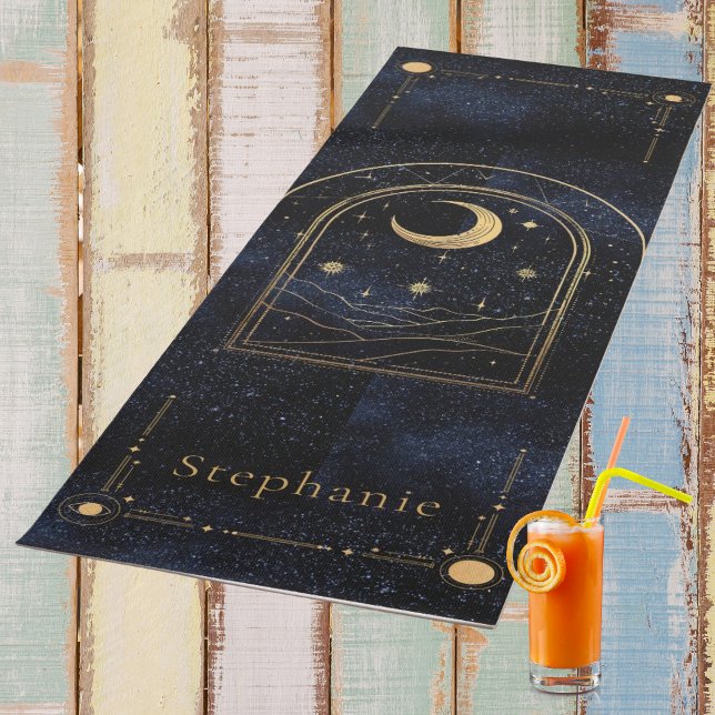 Tapis De Yoga Céleste se lune Monogramme Parties scintillant d'o (Celestial Rising Moon Yoga Mat)