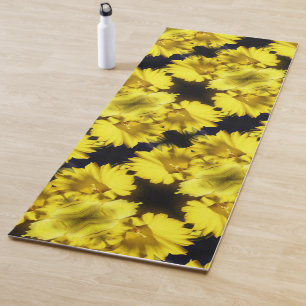 Tapis De Yoga Centre de la jonquille jaune Abstrait Floral