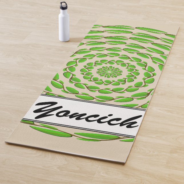 Tapis De Yoga Cercles de feuilles concentrées par Kenneth Yoncic (En situation)