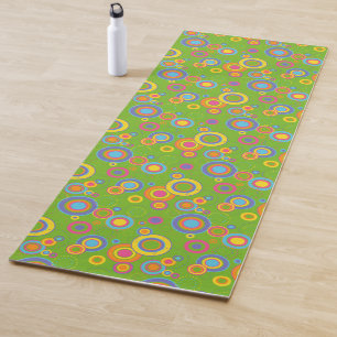 Tapis De Yoga Cercles mods rétro sur vert