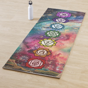 Tapis De Yoga Chakra Galaxy Vintage arc-en-ciel