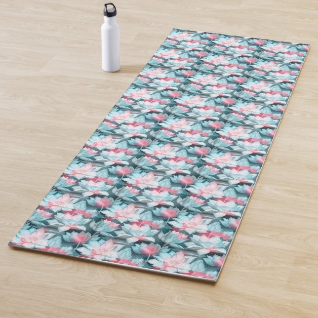 Tapis De Yoga Chat De Yoga De Lotus Blanc Et Rose (En situation)