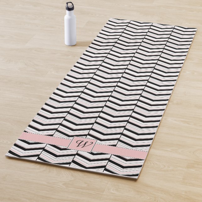 Tapis De Yoga Chat de Yoga noir blanc et blanc clair (En situation)