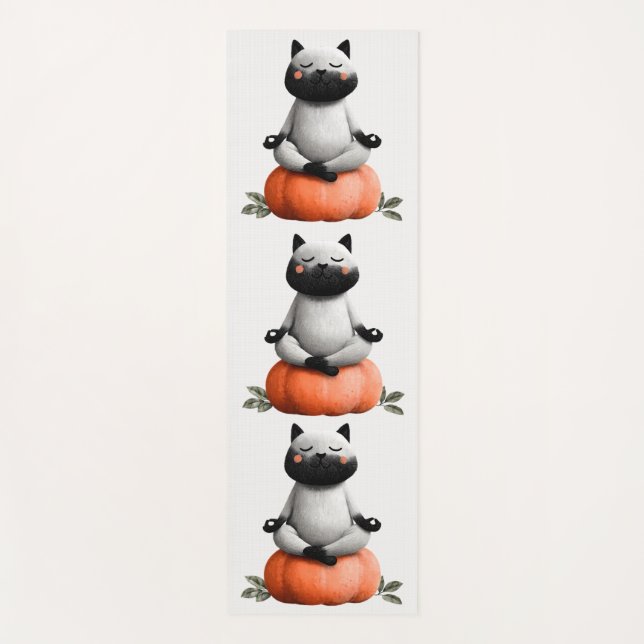 Tapis De Yoga Chat d'Halloween sur le design Citrouille (Devant)