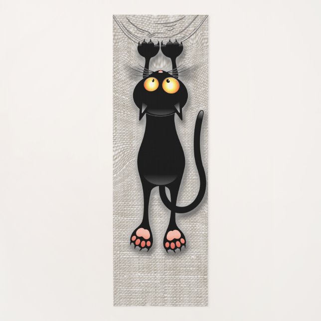 Tapis De Yoga Chat drôle Personnage Grattant Tissu (Devant)