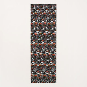 Tapis De Yoga Chat éffrayant avec des crânes