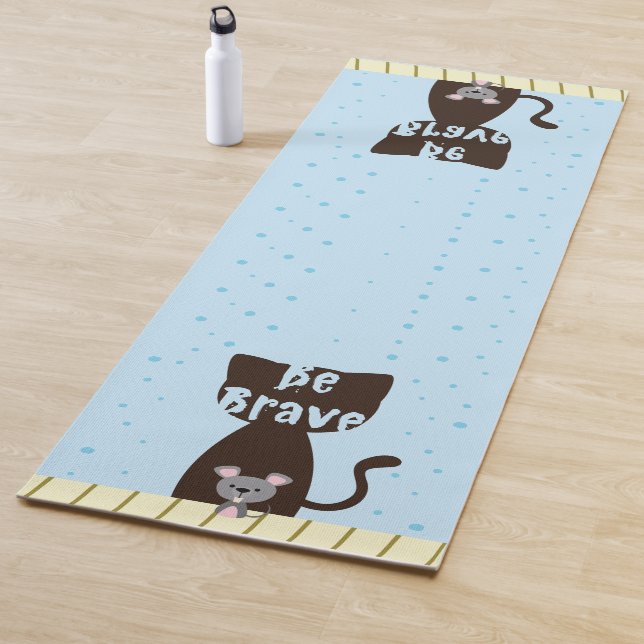 Tapis De Yoga Chat et souris courageux Yoga personnalisé Mat (En situation)