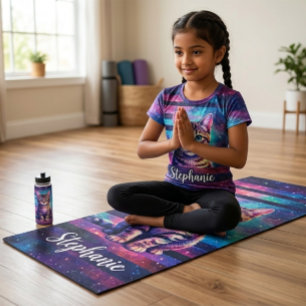 Tapis De Yoga Chat mignon et conception de nom personnalisé