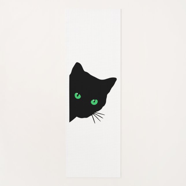 Tapis De Yoga chat noir aux yeux verts (Devant)