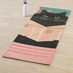Tapis De Yoga Chat noir de salle de bain drôle