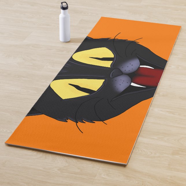 Tapis De Yoga Chat noir d'Halloween (En situation)