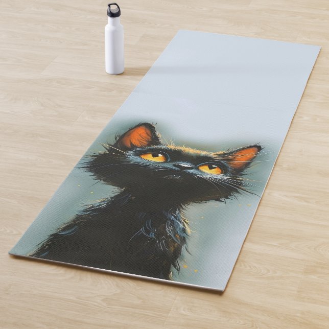 Tapis De Yoga Chat noir enchanté (En situation)