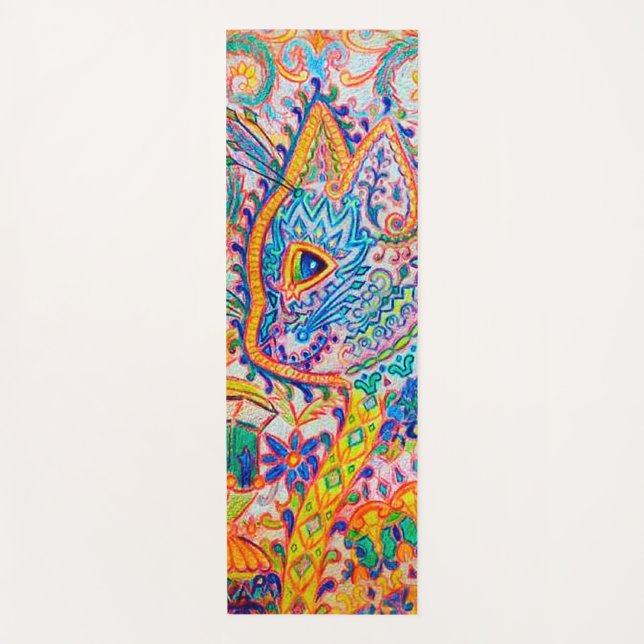 Tapis De Yoga Chat psychédélique, Louis Wain (Devant)