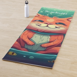 Tapis De Yoga Chat Rouge Souriant Yoga Mat - Cadeau d'anniversai