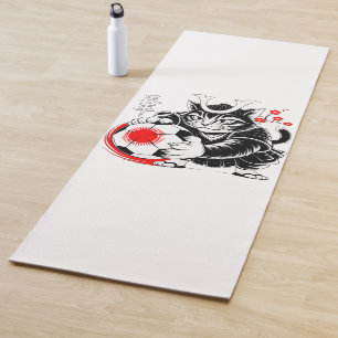 Tapis De Yoga Chat Samouraï Artistique pour la Méditation et la