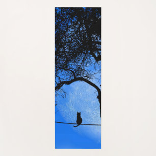 Tapis De Yoga Chat sur une lune bleue fil