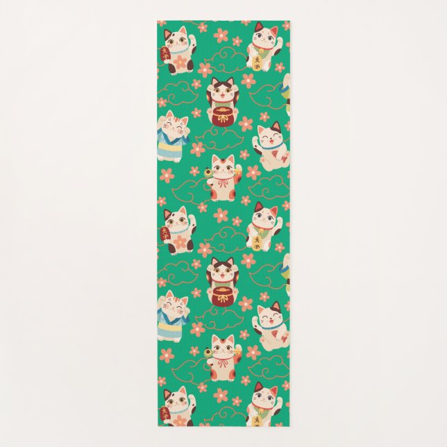 Tapis De Yoga Chats chanceux Maneki Neko (Devant)