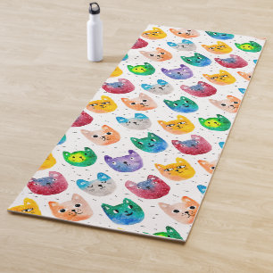 Tapis De Yoga Chats et amis d'aquarelle